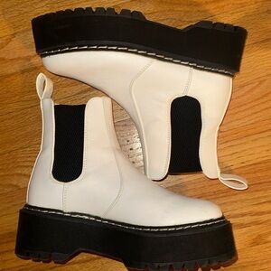 Forever 21 White Ankle Boots with Black Soles
